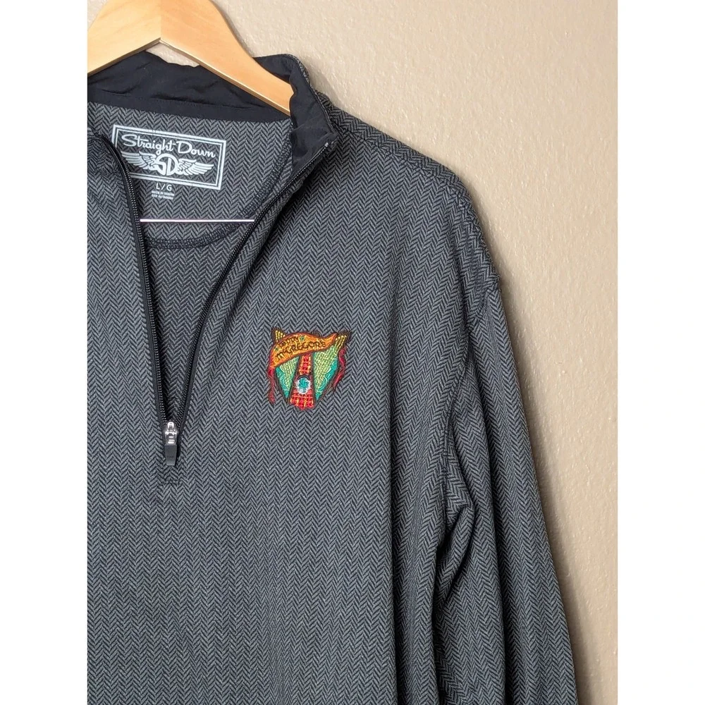 Straight Down 1/4 Zip Pullover Mens Large Grey Herringbone Paddy McGregors Golf